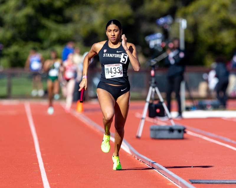 A woman running on a track