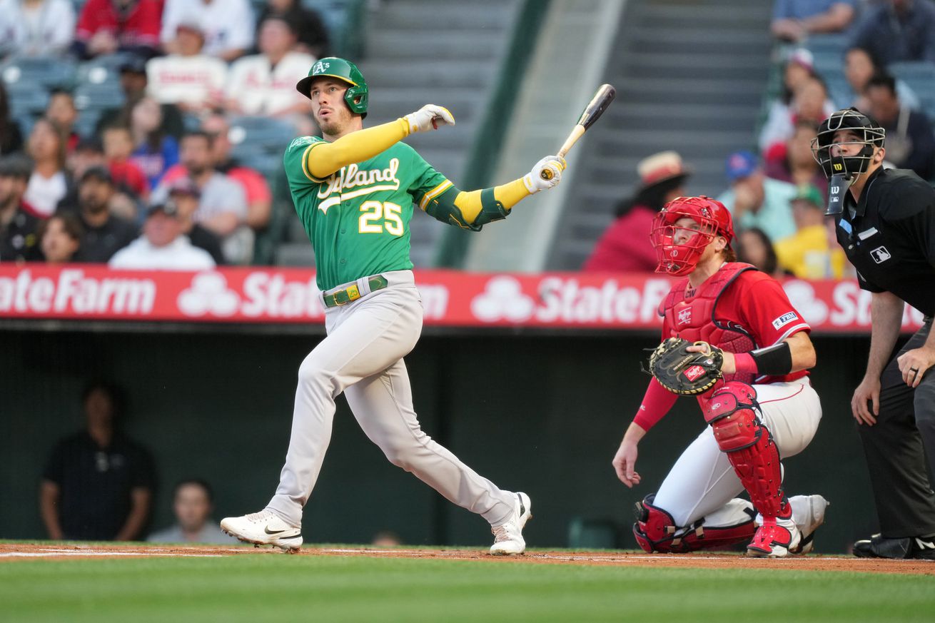 Rooker Homers to give the A’s an early lead in Anaheim, 