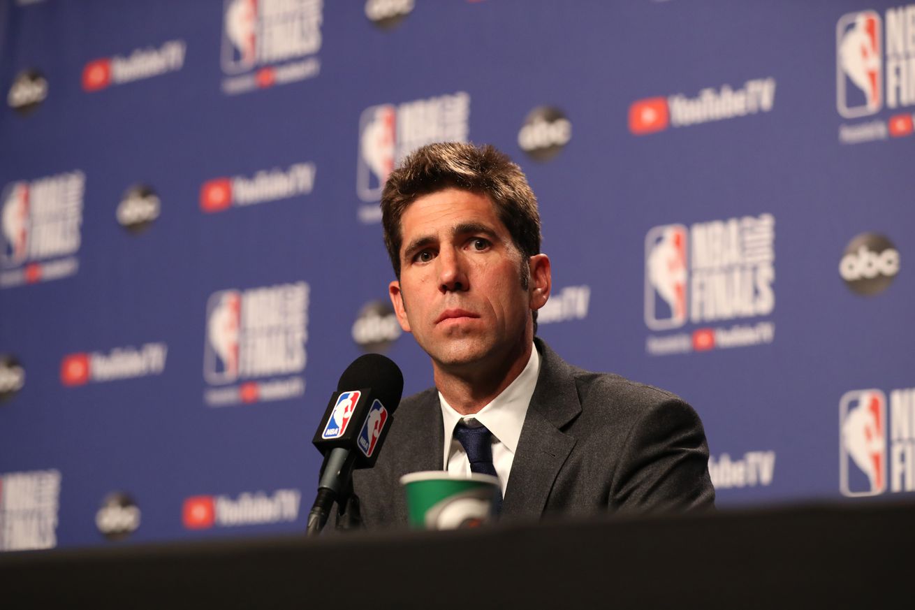 Bob Myers at a news conference