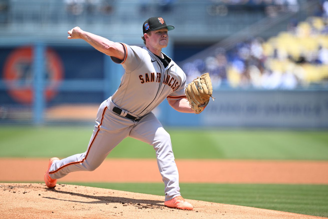 Logan Webb throwing a pitch