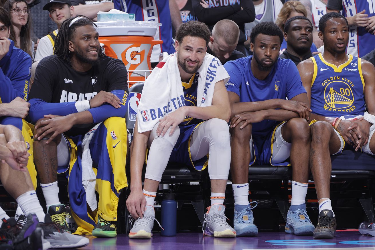 Klay Thompson Andrew Wiggins 2024 SoFi Play-In Tournament - Golden State Warriors v Sacramento Kings