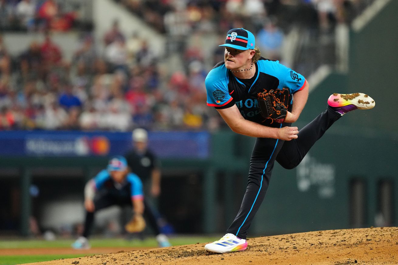 Logan Webb throwing a pitch at the All-Star Game.