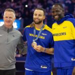 Warriors locker room is led by Steph Curry, Draymond Green, and Steve Kerr