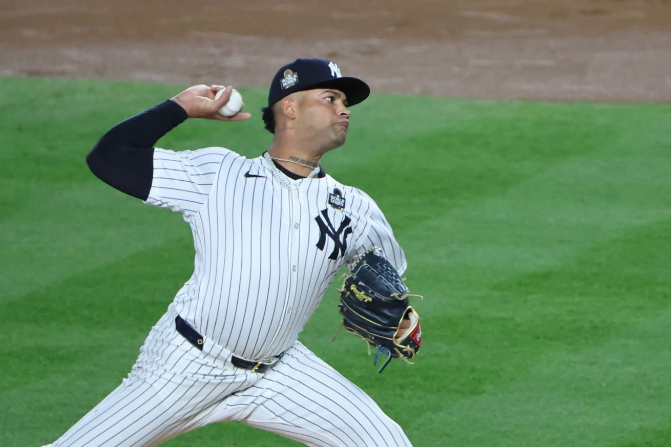 Luis Gil Pitching for the New York Yankees in Game 4 of the 2024 World Series