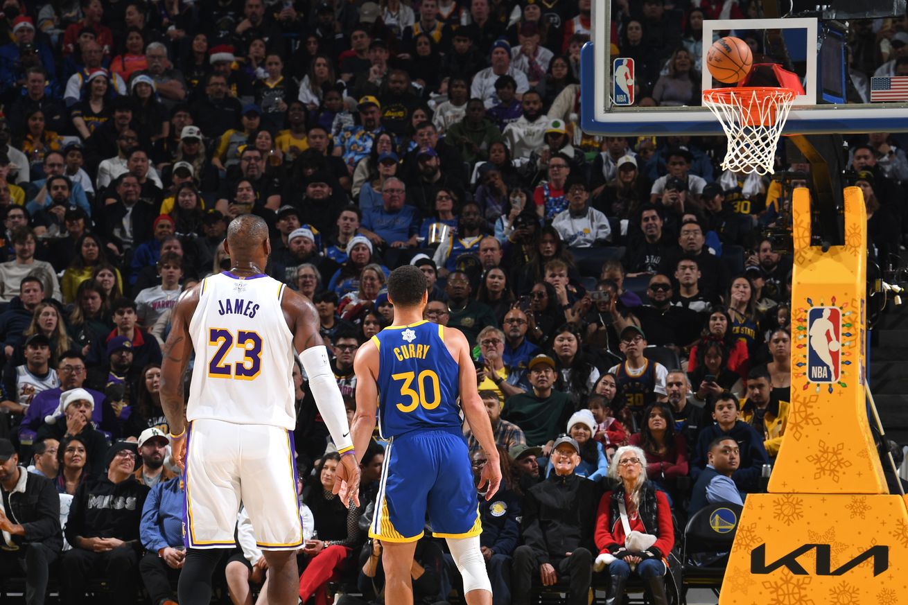 Steph Curry and LeBron James Los Angeles Lakers v Golden State Warriors