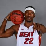 Miami Heat forward Jimmy Butler (22) poses for a photo during media day