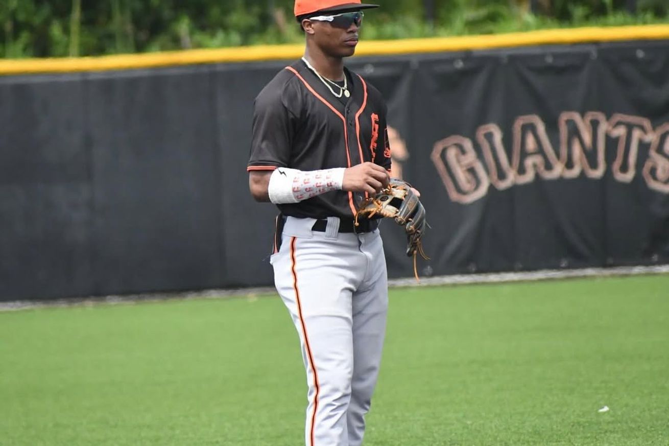 Josuar de Jesus González standing at shortstop. 