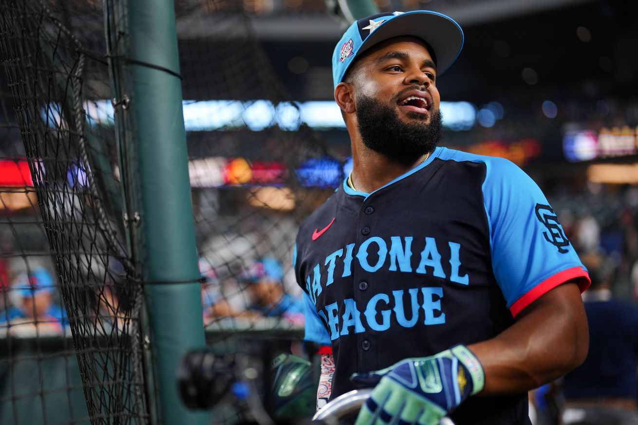 Heliot Ramos smiling at the All-Star Game.