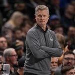 Feb 12, 2025; Dallas, Texas, USA; Golden State Warriors head coach Steve Kerr during the game between the Dallas Mavericks and the Golden State Warriors at the American Airlines Center. Mandatory Credit: Jerome Miron-Imagn Images Jimmy Butler