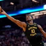 Feb 25, 2025; San Francisco, California, USA; Golden State Warriors forward Jimmy Butler III (10) attempts to grab a rebound against the Charlotte Hornets in the second quarter at the Chase Center. Mandatory Credit: Cary Edmondson-Imagn Images